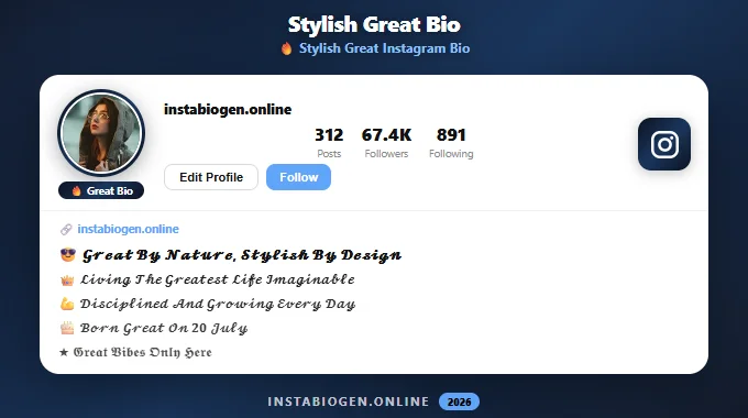 Stylish Great Instagram Bio